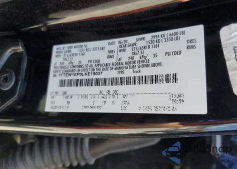 2020 Ford F150 Supercrew z USA, uszkodzony, nr VIN 1FTEW1EP0LKE19037